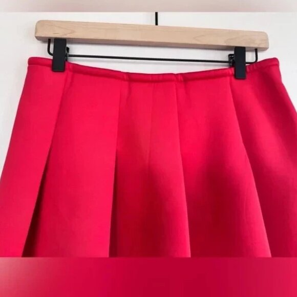 Maeve by Anthropologie Pleated Pull-On Scuba Mini Skirt – Cherry Red M - Picture 3 of 5